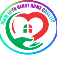 Green hand embracing a red heart logo